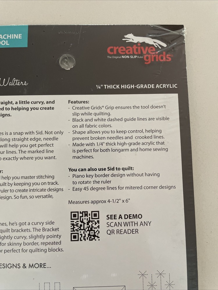 Genuine Creative Grids Non-Slip Machine Quilting Tool - Sid By Angela Walters