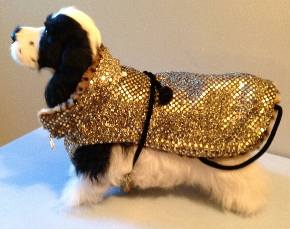 Faux Leopard print dog coat, size 12, reversible