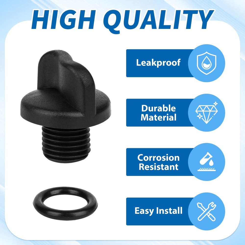 NBPLUS R0446000 Pool Pump Drain Plug with O-Ring, Filter Black
