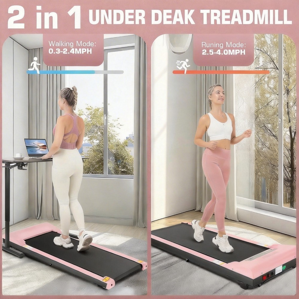 2 in1 Foldable Under Desk Treadmill for Home Use Remote-Control with LED Display