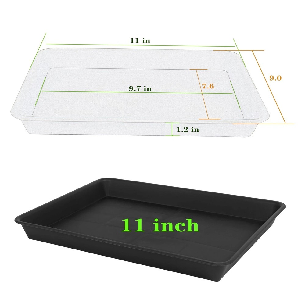 Plant Saucer Growing Tray Seed Starter Rectangular Heavy Sturdy Plastic Drainage
