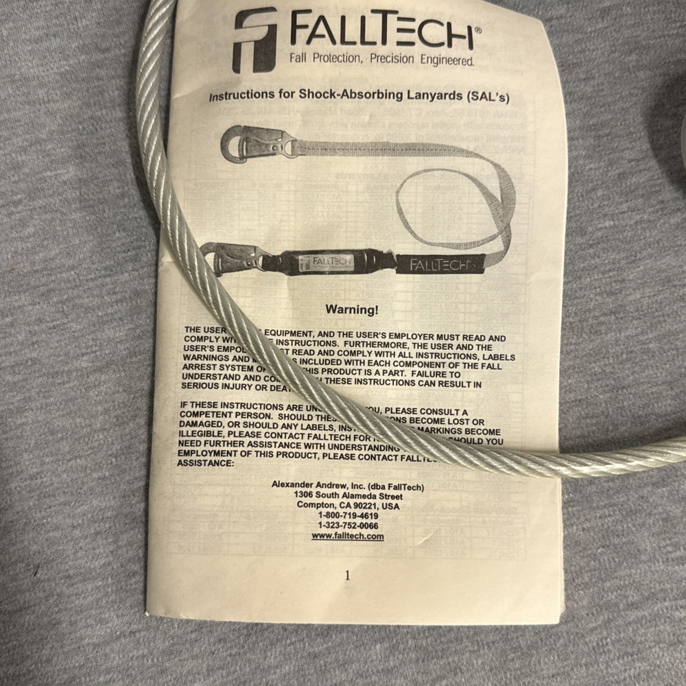 Falltech 8357 6' ViewPack Coated Cable Energy Absorbing Lanyard