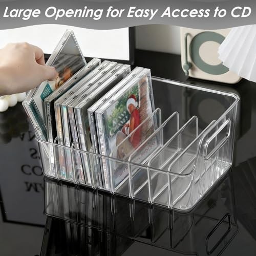 Clear CD Holder 2 Pack, Plastic CD Storage Box, CD Storage Racks, DVD Storag