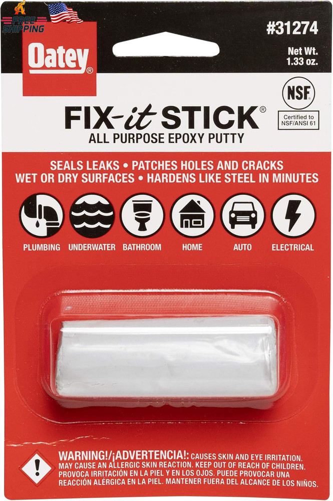 Oatey 31274 Stick Fix-It Multi-Purpose Epoxy Putty, 1.33 Oz, White