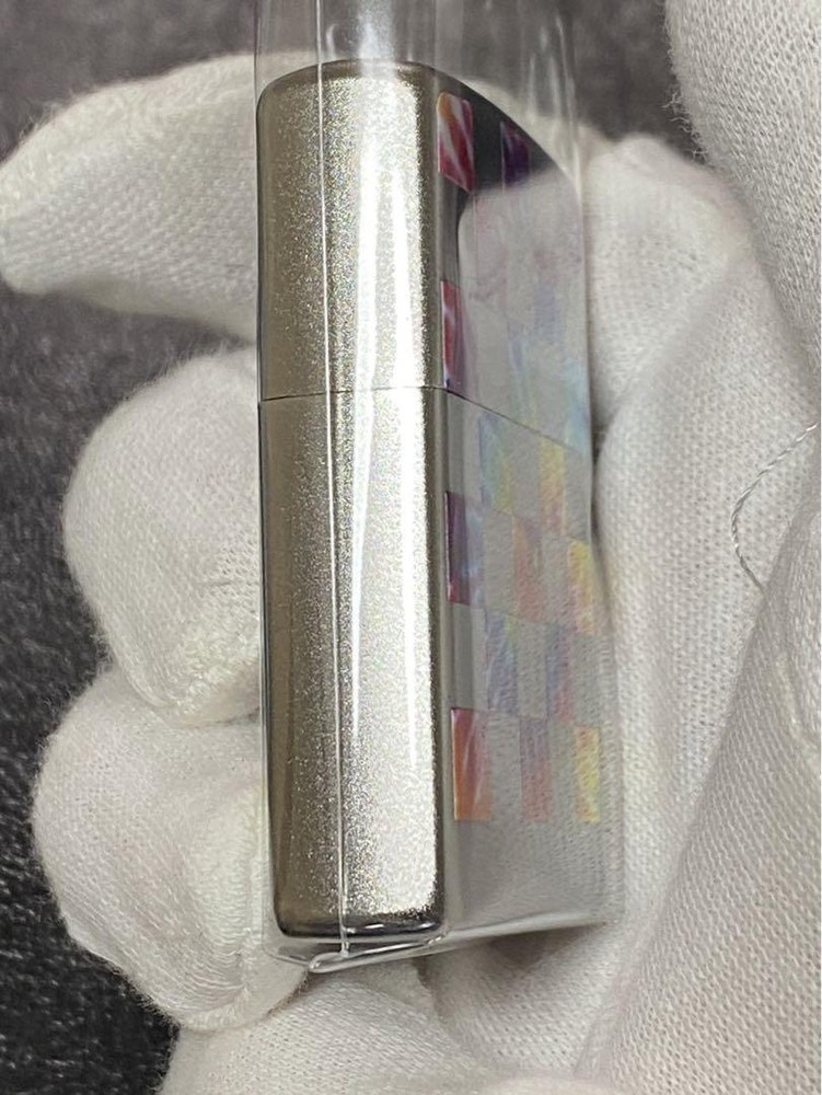 Zippo Plaid Gradient Color Silver Double Sided Processing Lighter Regular Japan