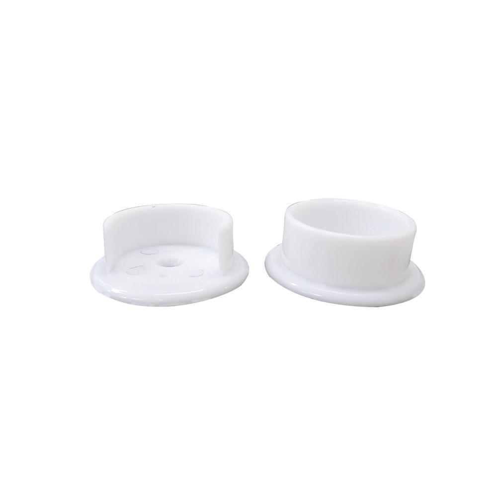 1-3/8" White Plastic Closet Rod Socket - 1 Set with Mounting Screws