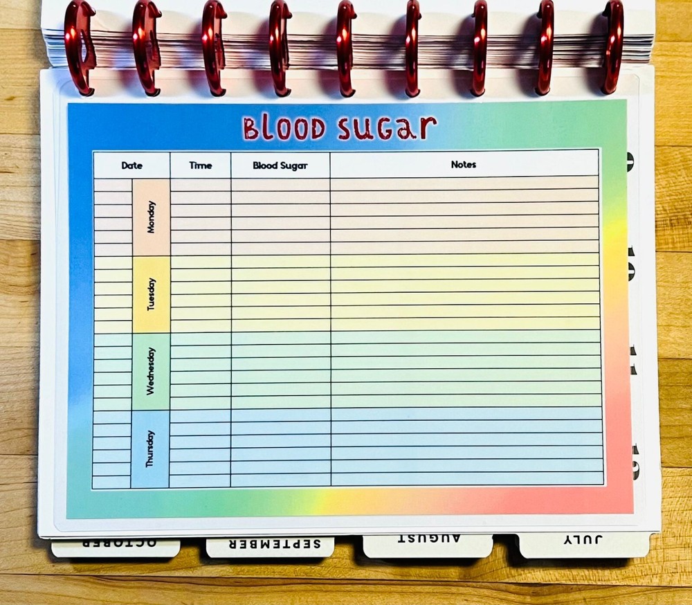 Blood Sugar Tracker Dashboard Insert for use with Classic HAPPY Planner~