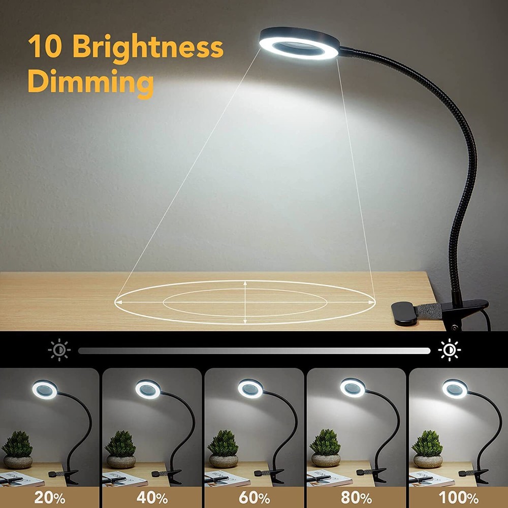 LED Clip On Desk Lamp Flexible Arm USB Dimmable Study Reading Table Light NEW