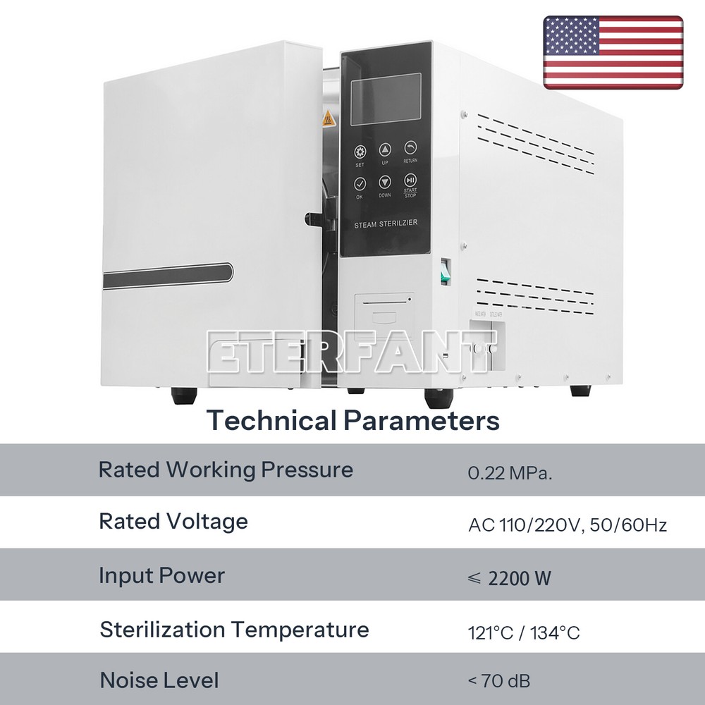 Class B 18L Dental Autoclave Vacuum Steam Sterilizer Sterilization+Printer
