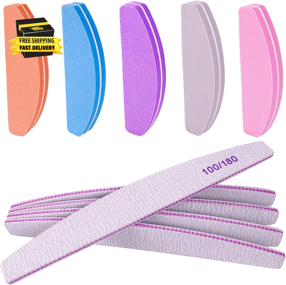 Nail File and Buffer (10 Pcs), Buffer Block Nail Files Double Sided 100/180 Grit