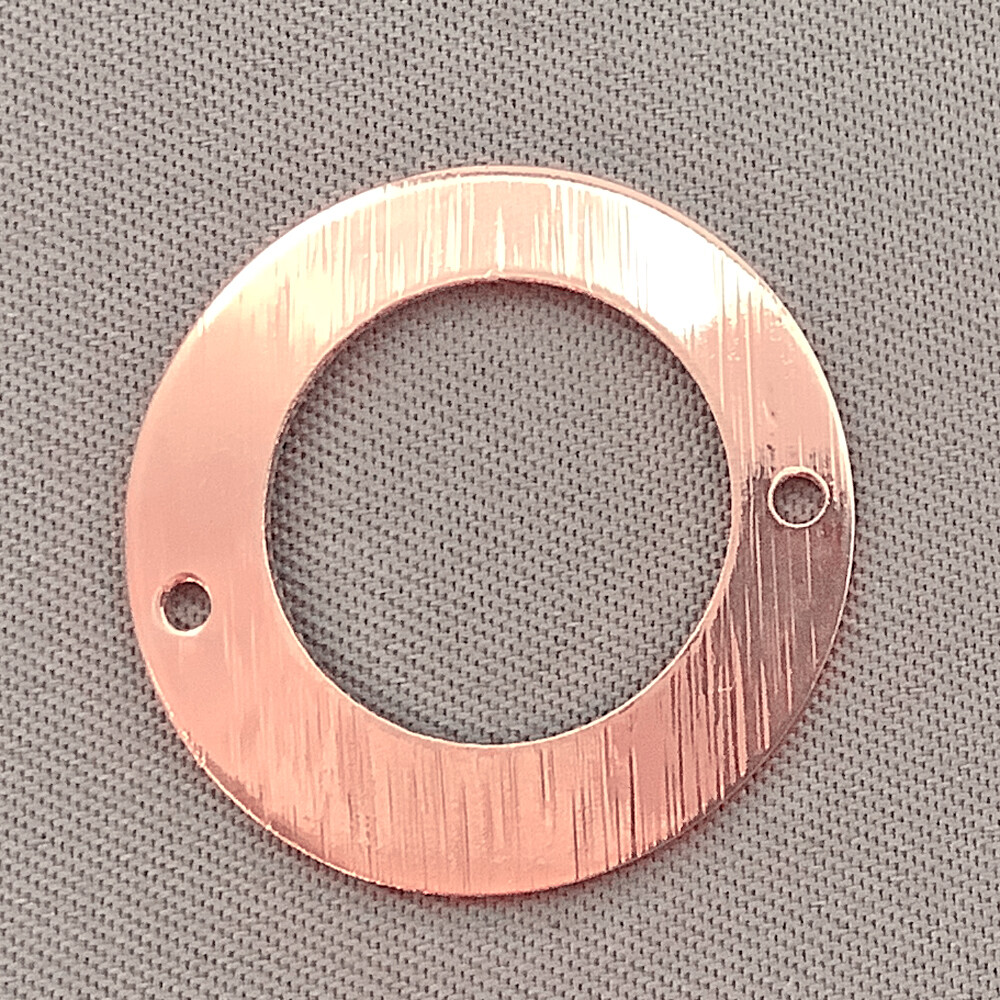 Textured Concave Circle 2 Loop Links 22mm Solid Copper Q4 Per Pkg