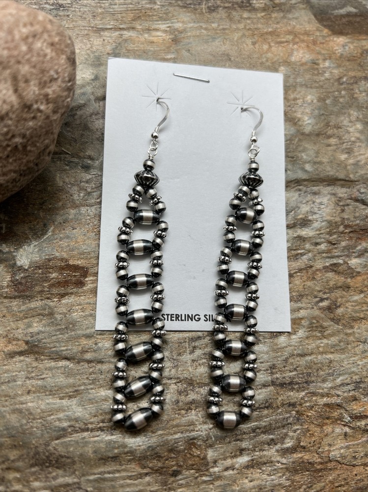 Sterling Silver Pearls Bead Earrings.