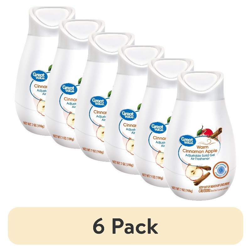 (6 pack) Adjustable Solid Gel Cone Air Freshener, Warm Cinnamon Apple, 7 oz