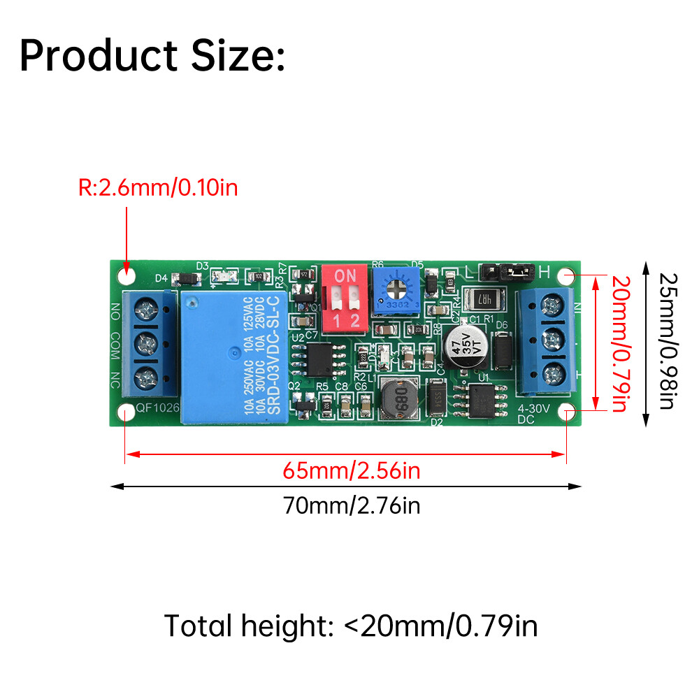 DC 4-30V 1 Way Time Delay Relay Module Adjustable Trigger Delay Switch Module