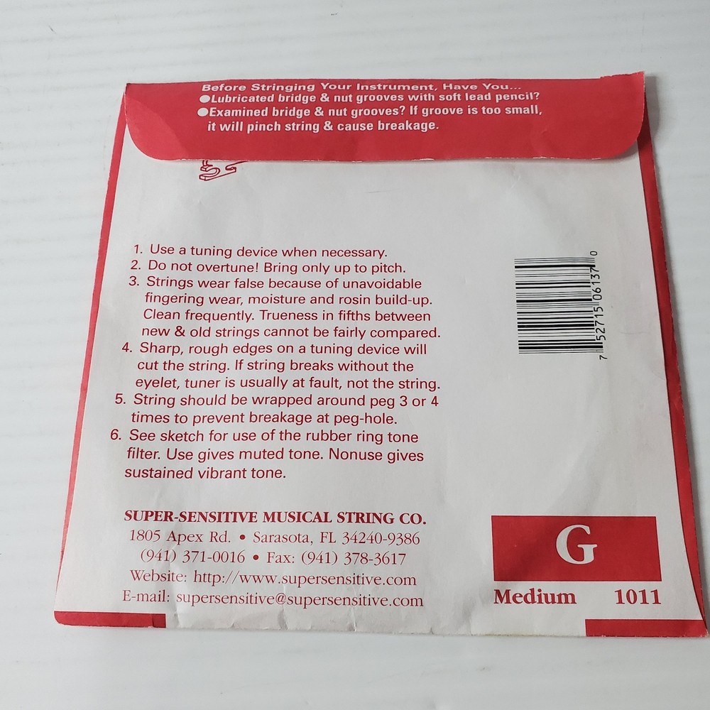 Super Sensitive Red Label Cello G String 4/4 Size Medium New