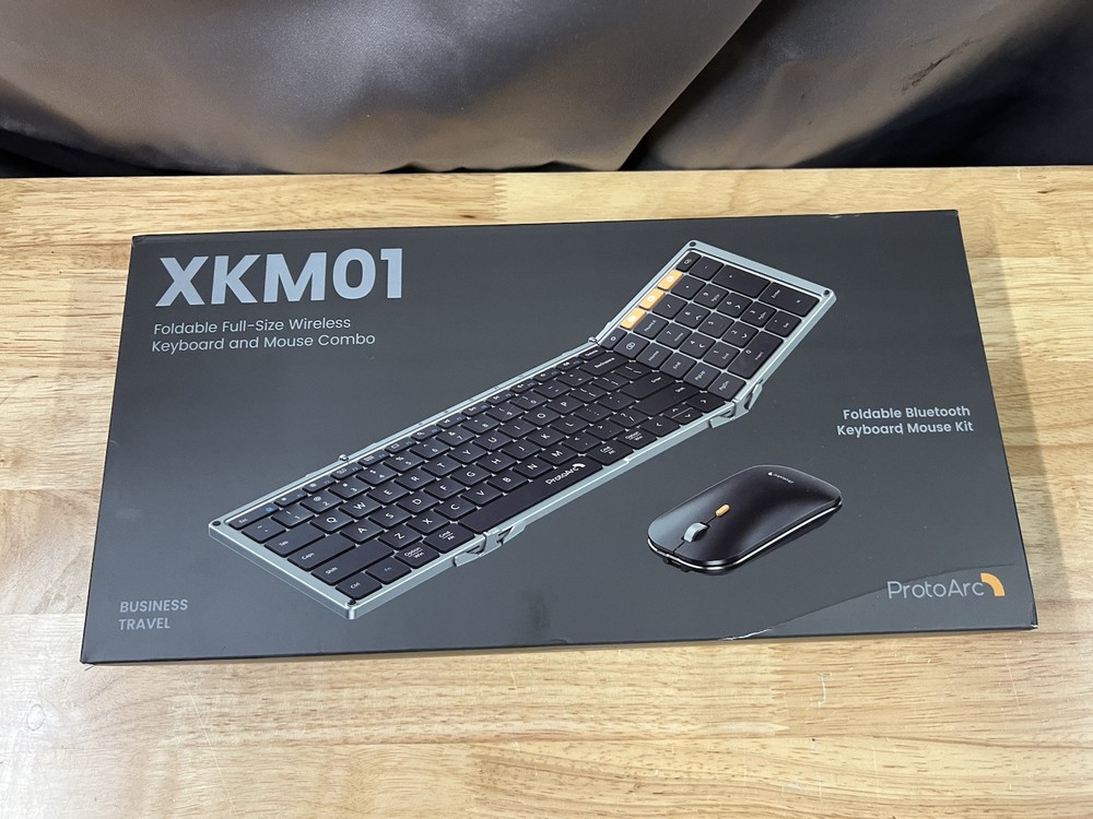 ProtoArc Foldable Keyboard and Mouse, XKM01 Folding Bluetooth Keyboard Mouse