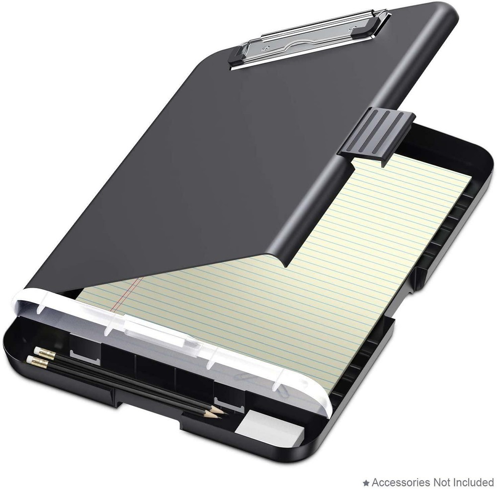 Clipboard with Storage Portable Slimcase Box Case Real Hinge Lightweight Plastic