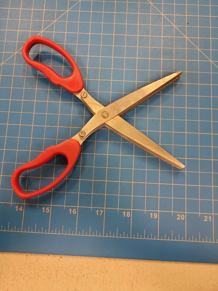 Stainless Steel Herb Scissors 5 Blade Multi Cut Kitchen Shears Red Handle