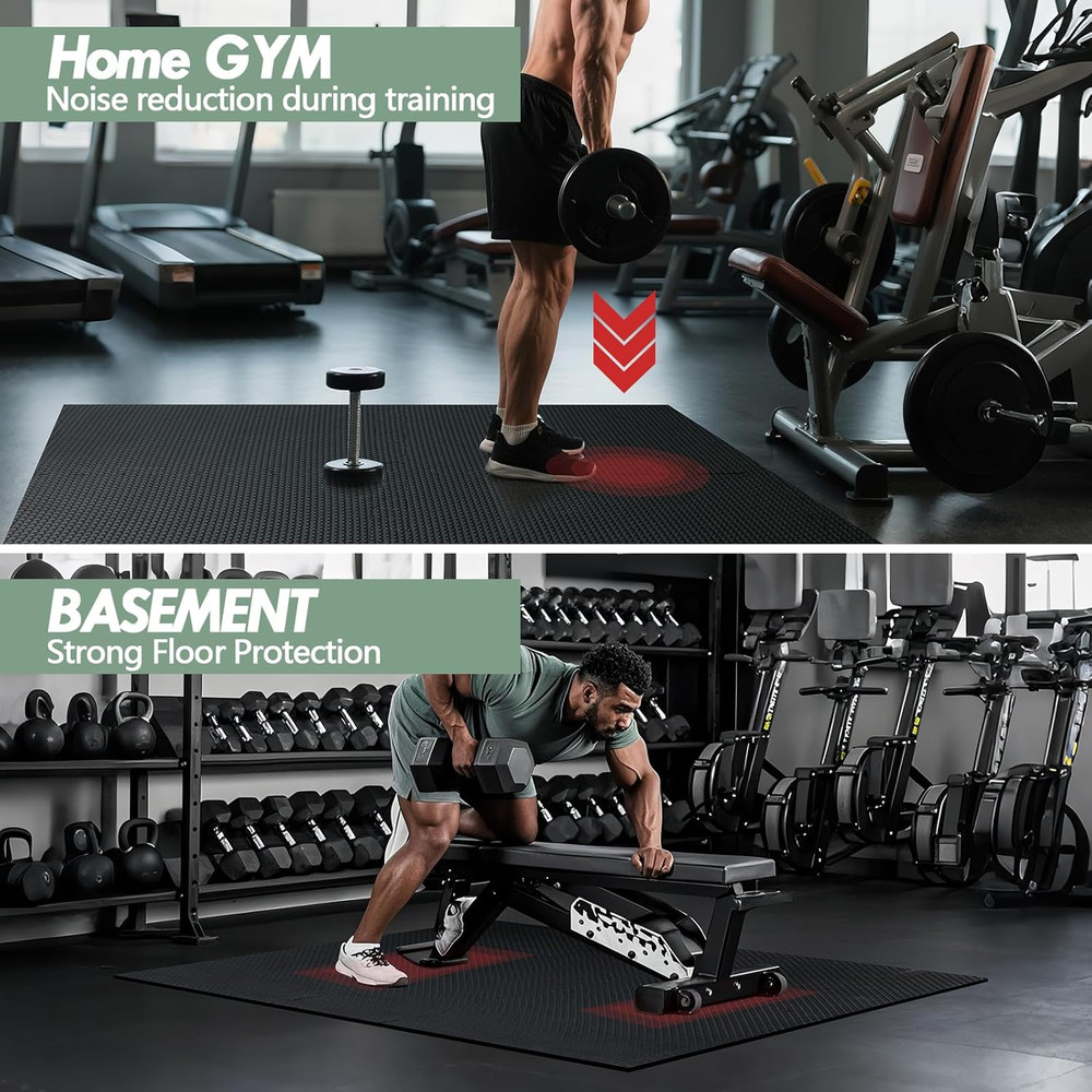 20 Sq Ft Interlocking Gym Floor Mats– 0.5In Thick High-Density EVA Interlocking