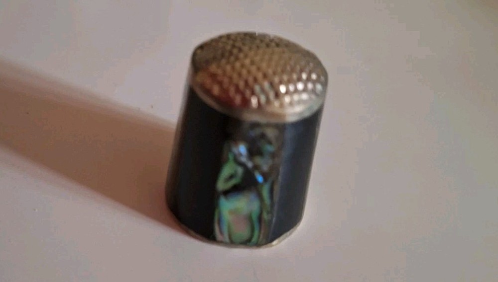 Vintage Mexican thimbles with abalone shell or turquoise