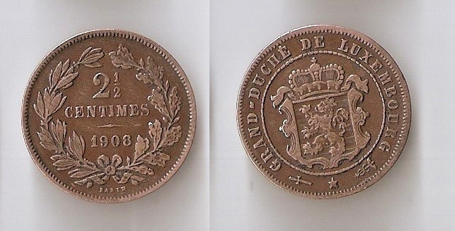 LUXEMBOURG 2 1/2 centimes 1908