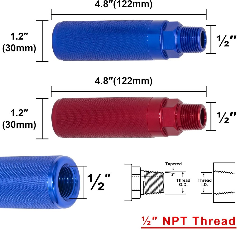 Anti-Slip Glad Hand Extension Handle Set - Red & Blue for Easy Identification