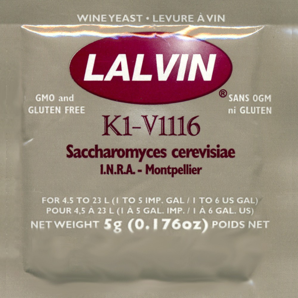 Lalvin K1-V1116 Wine Yeast, 5g - 10-Pack