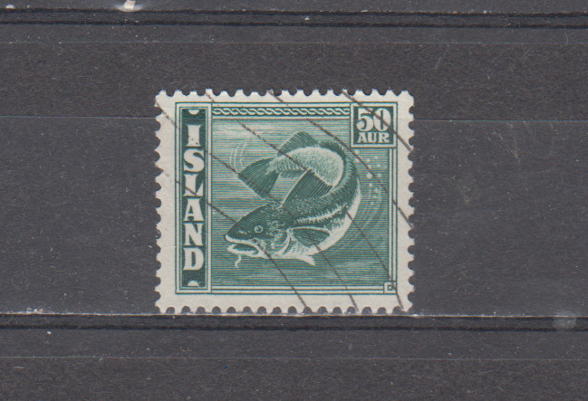 ICELAND : 1939/45  - USED - SCOTT # 227    FISH