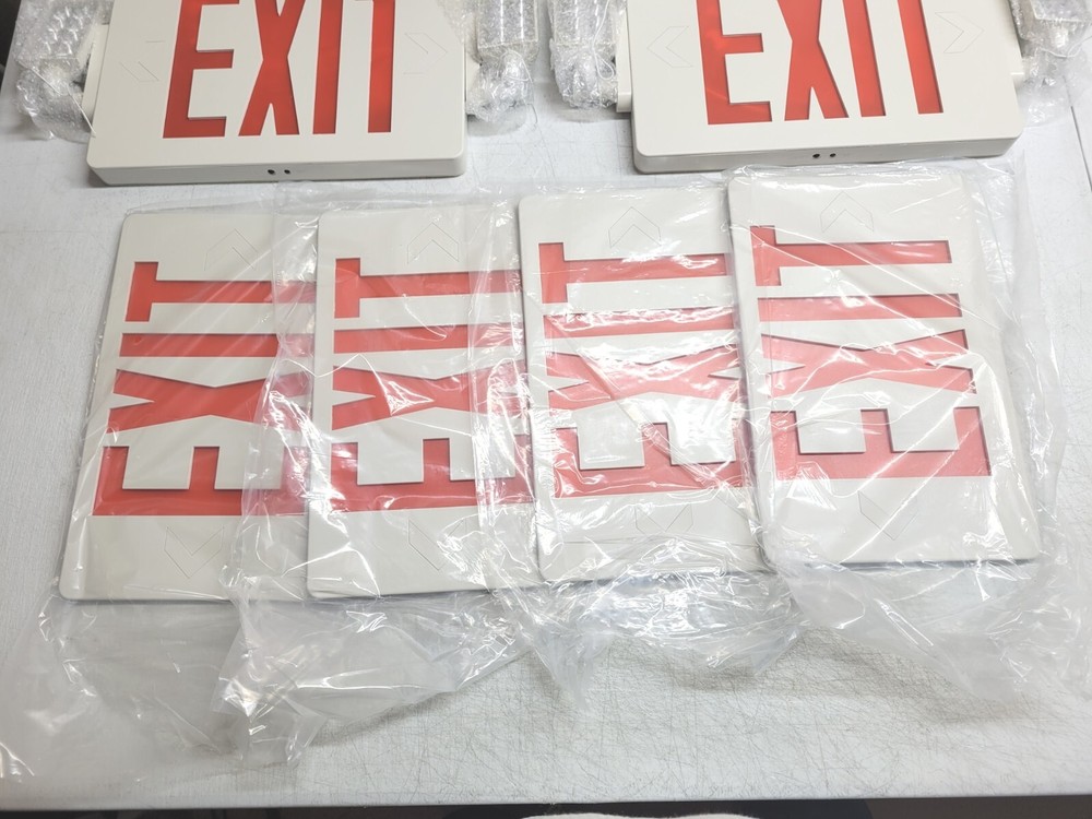 4 Gruenlich Single or Double Sided Combo EXIT Signs w/ 2 Adjustable LED Lights