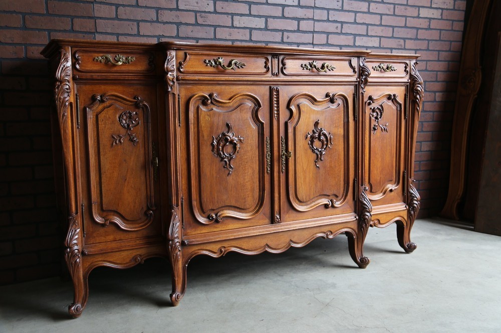 Louis XV Marble Top Buffet ~ Antique Rococo Sideboard With Mirror