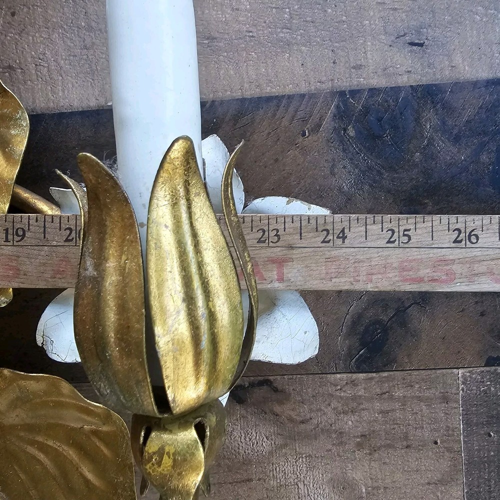 Vintage 5 Light Gold Gilt Floral Wall Sconce