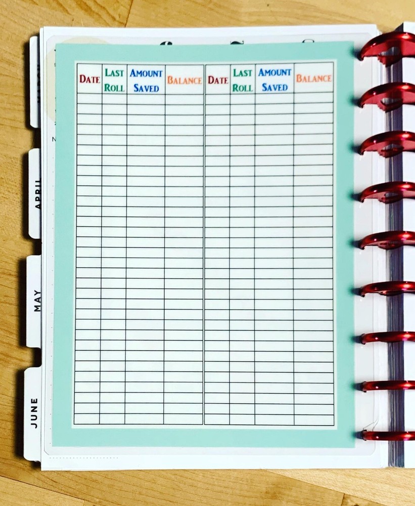 Savopoly Money Savings Two Sided Dashboard Insert for use with HAPPY Planner