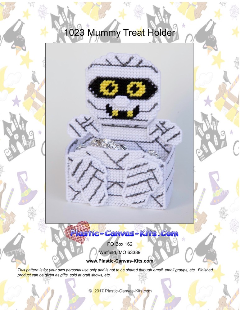 Mummy Treat Holder-Halloween- Plastic Canvas Pattern or Kit