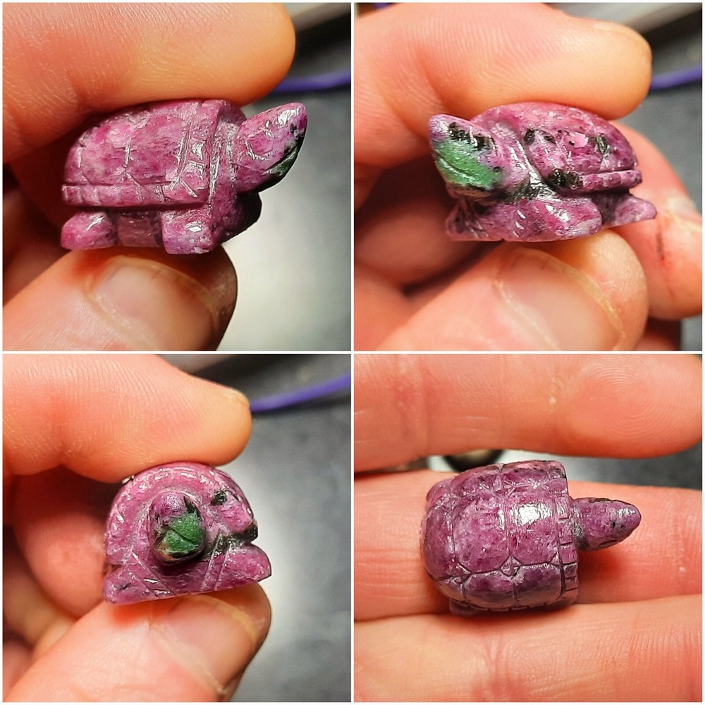 🐢66.45ct Natural Solid Ruby-Zoisite Turtle Gem Carving/Figurine🐢