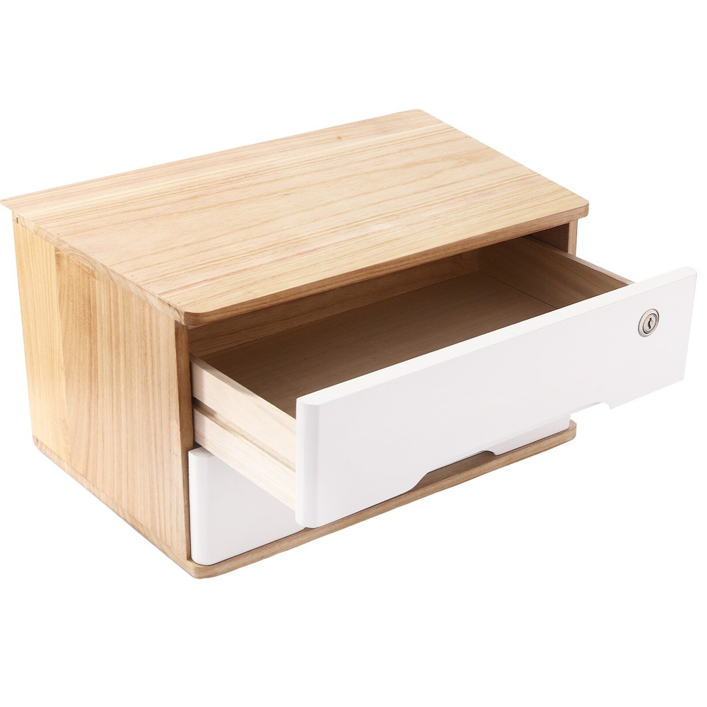 Desktop Storage Box, Desk Organizer, Desktop Storage Box with Lockable Drawers