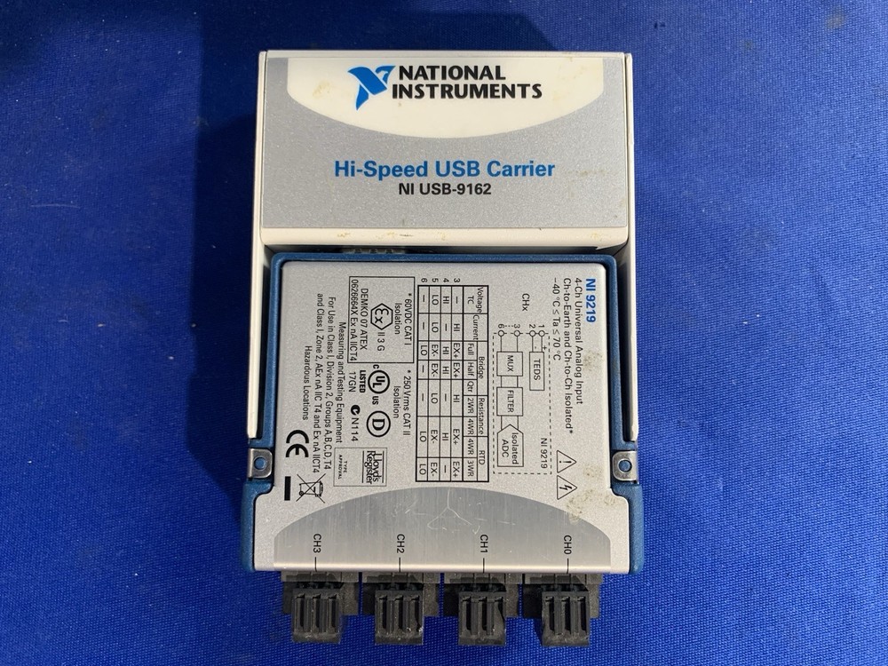 National Instruments NI 9219 cDAQ Universal Analog Input Module USB-9162 Chassis