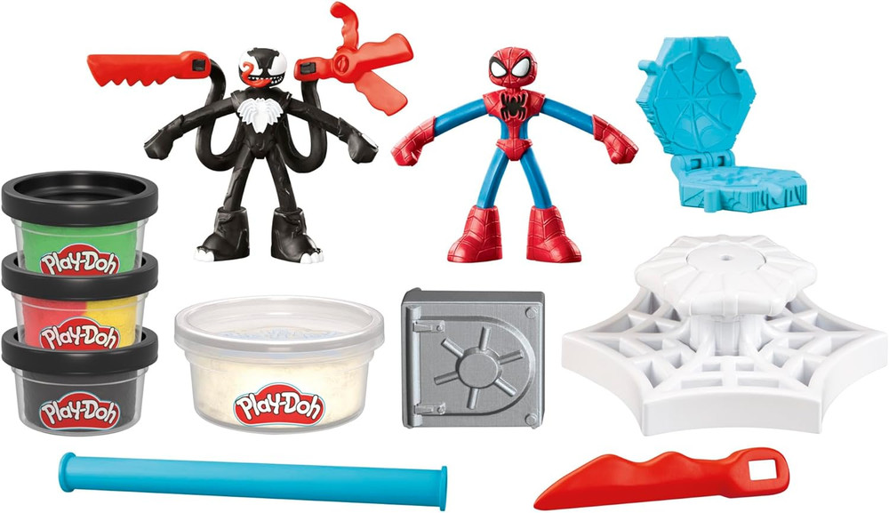 Marvel Spider-Man Launch & Slice Battle Playset with 2 Bendy Action Figures and
