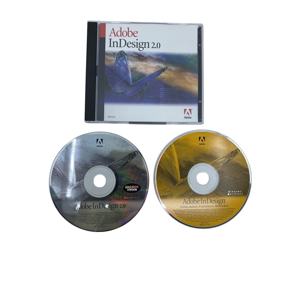 Adobe InDesign 2.0 Education Version Macintosh w/ Manuals and Original Box