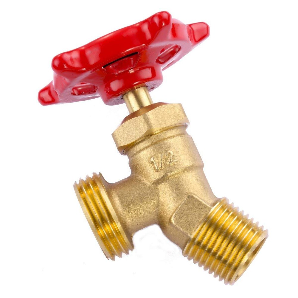 Solid Brass Backyard 65 Degree Elbow Stop Valve Hose Bibb Solder NPT 1/2" Mal...