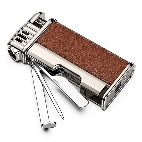 Angled Soft Flame Butane Pipe Lighter with Metal Tools - Refillable Gift for