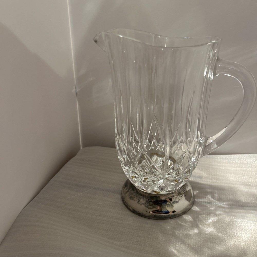 William Adams Crystal Pitcher With Silver Plated Base