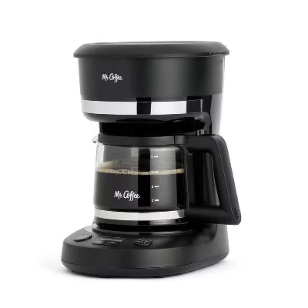 Mr. Coffee 5-Cup Programmable Coffee Maker Black: Drip Coffee Machine