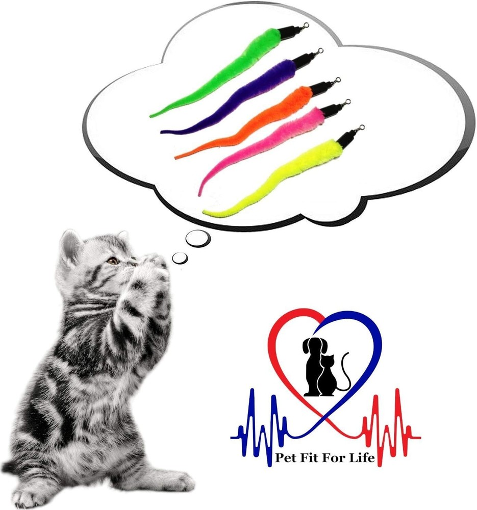 5-Piece Squiggly Worm Refill Pack for Interactive Cat Wands - Fun Guaranteed!