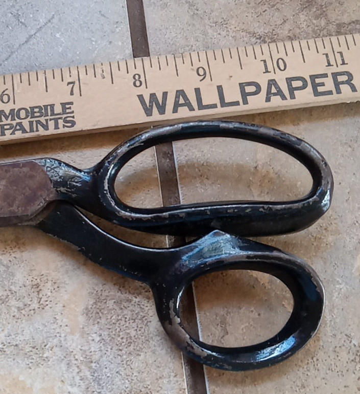 Vintage Black Handled Upholstery Scissors-- For Sewing & Fabric Cutting