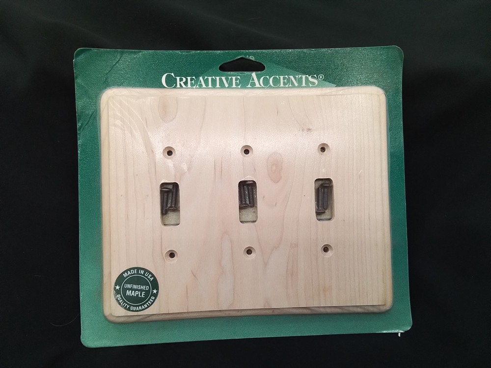 3 TOGGLE LIGHT SWITCH OUTLET UNFINISHED MAPLE WALLPLATE NEW JACKSON DEERFIELD