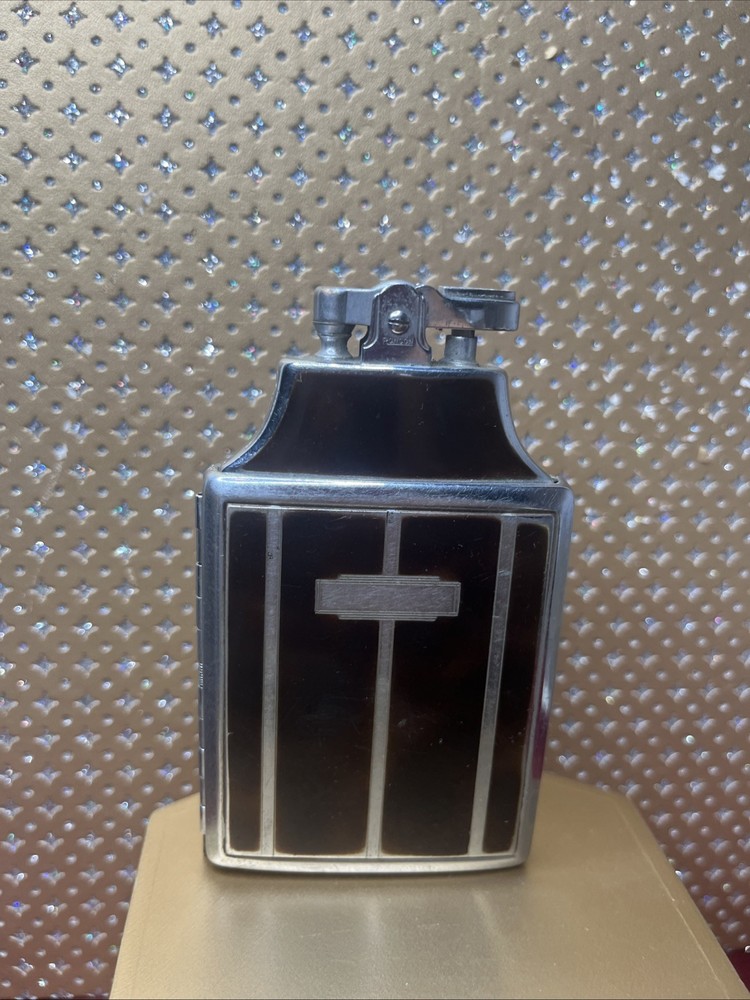 Vintage Art Deco Ronson Brown /Silver Master Cigarette Case with Lighter.