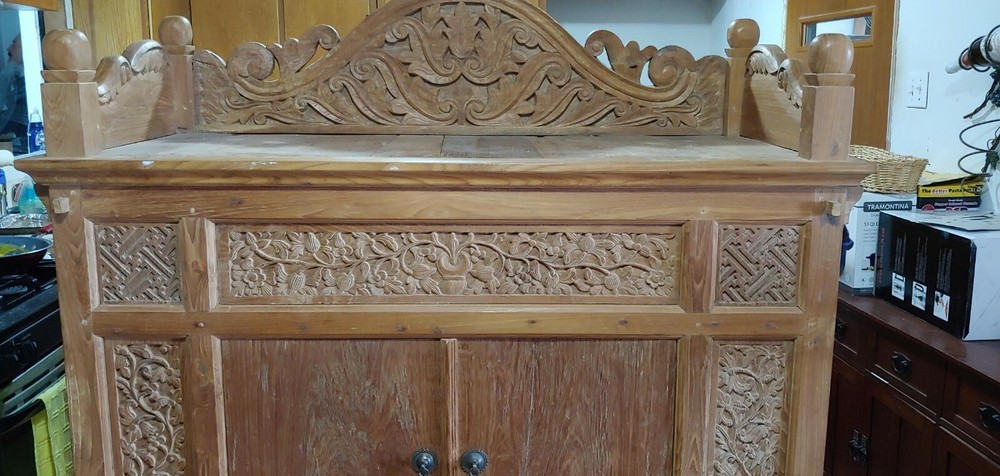 Large handcrafted Teak Buffet - Wooden Pins