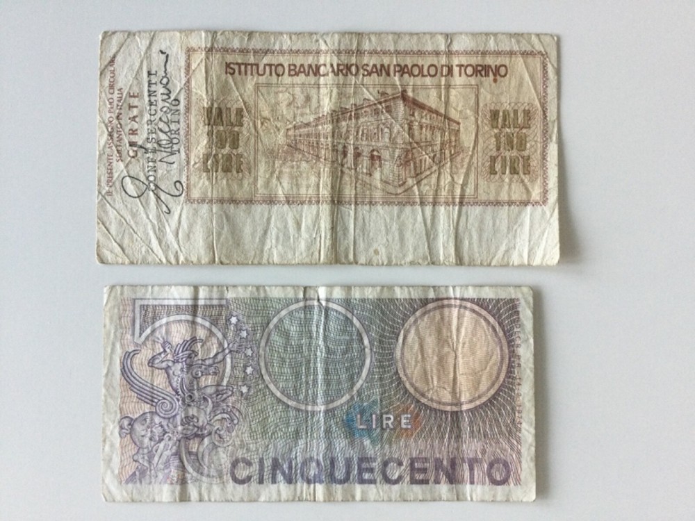 Italy 100 & 500 Lire Banknote