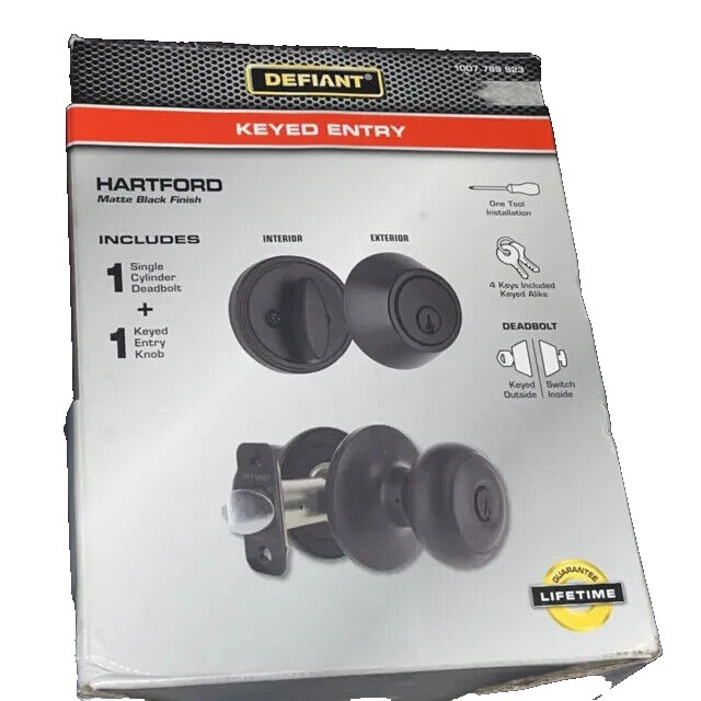 Defiant Hartford Matte Black Single Cylinder Combo Pack