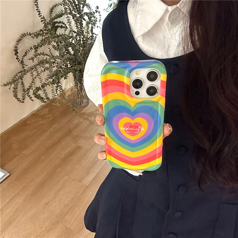 Rainbow Three-dimensional Love Drop-resistant Phone Case